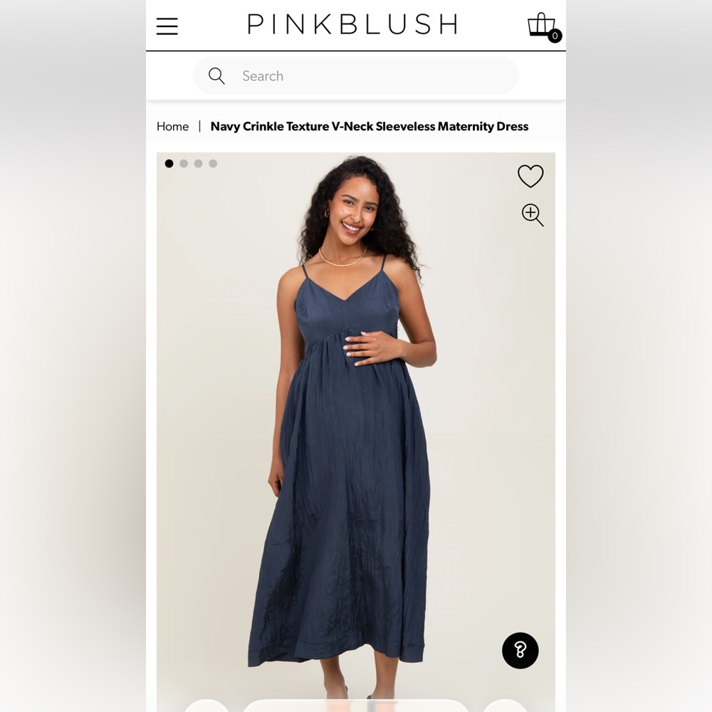 Navy Crinkle Sleeveless Maternity Dress